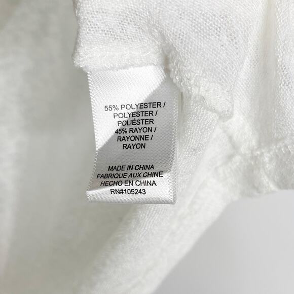 Bobeau Womens Small S White V Neck Twist Hem T Shirt Short Sleeve Slub Knit Tee - Picture 7 of 9